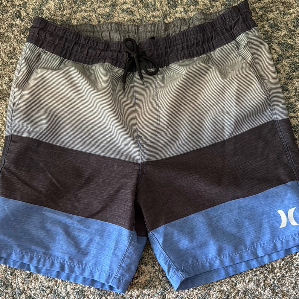 Hurley Men's Blue and Black Swim Shorts